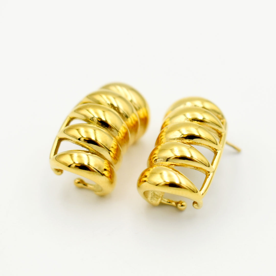 Gold Toned Multi-Layer Bug Stud Earrings