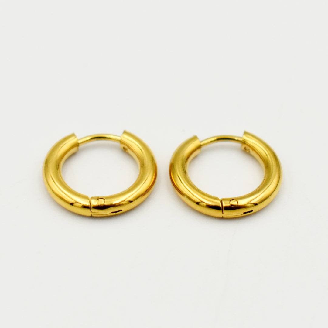 Gold Toned 1cm Huggie Earrings
