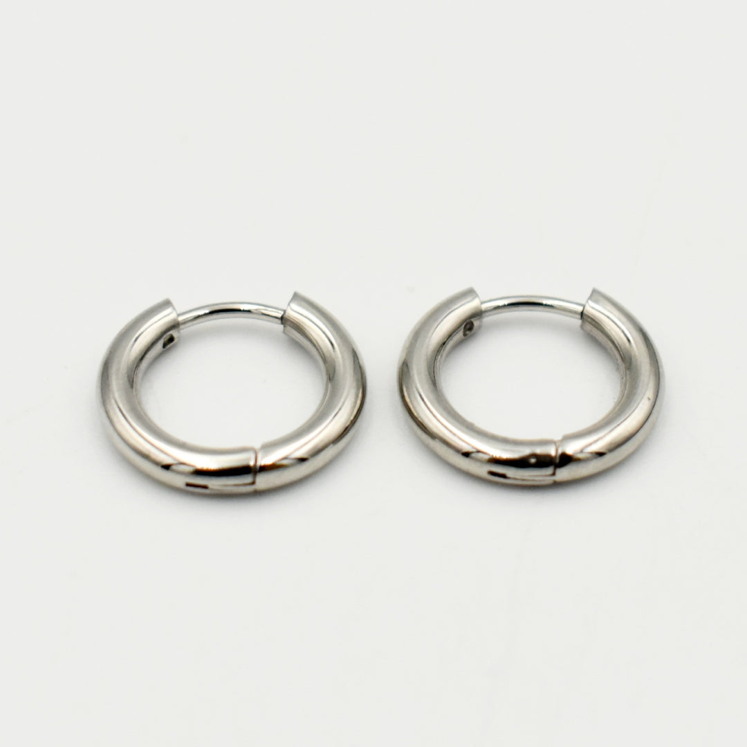 Rhodium Plated 1cm Huggie Earrings