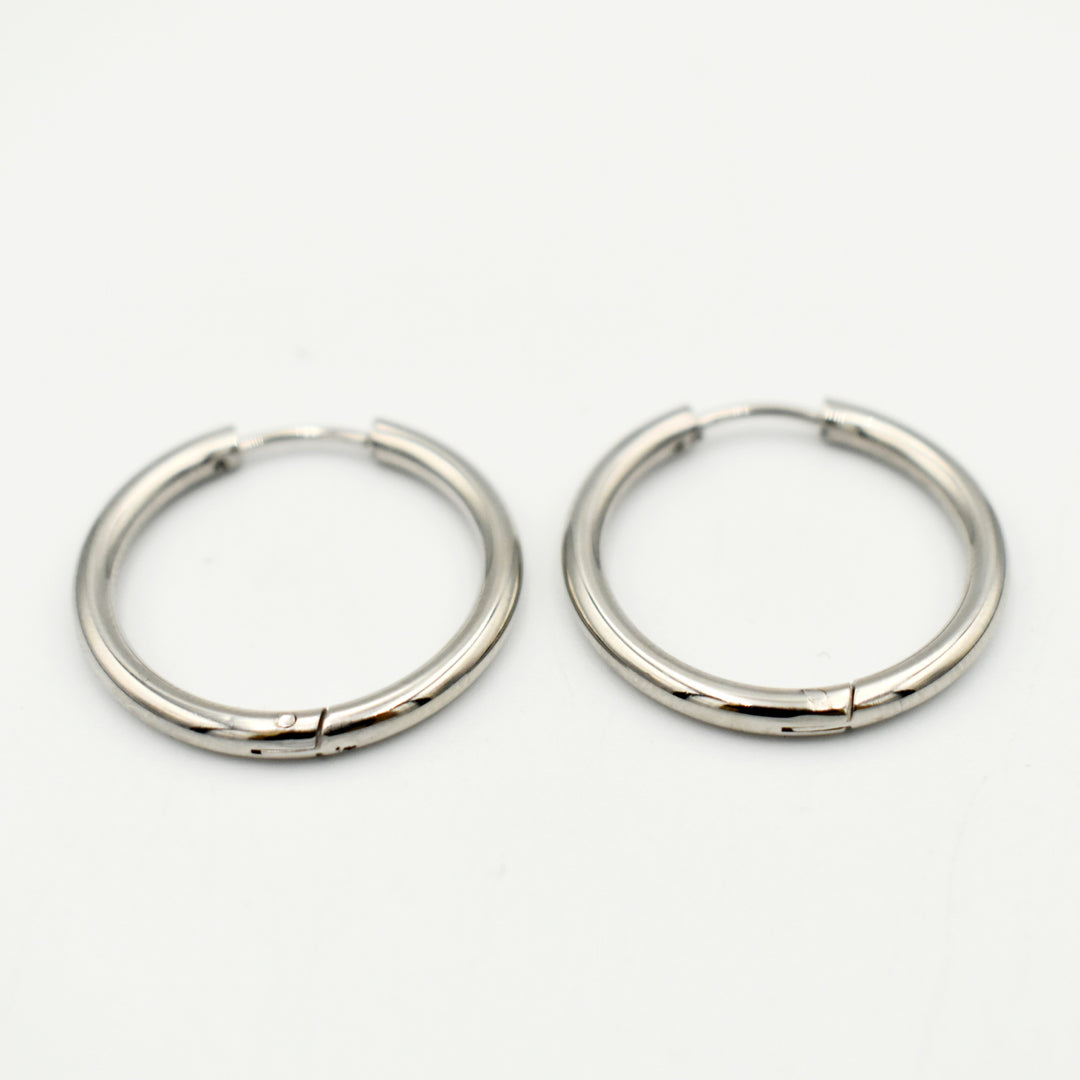 Rhodium Plated 2cm Huggie Earrings