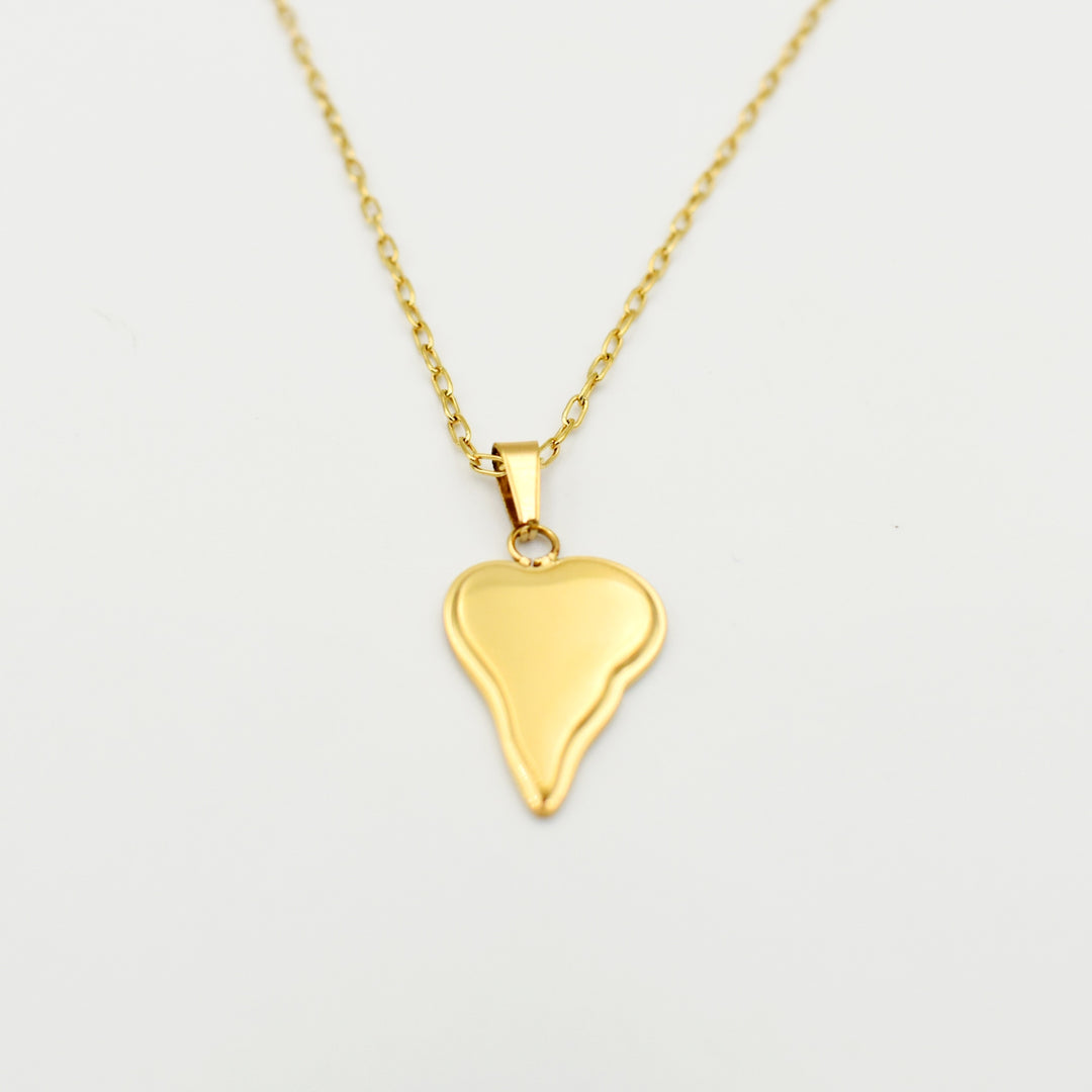Gold Toned Irregular Stylish Heart Pendant Necklace
