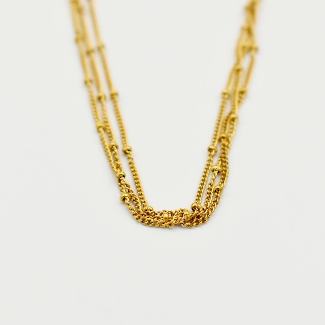 Gold Toned Multilayer Beads Choker Necklace