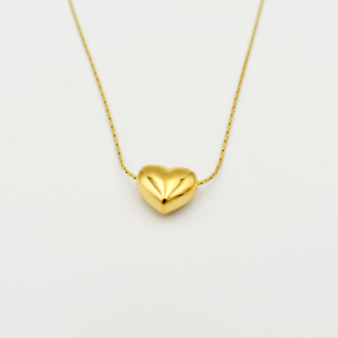 Gold Toned Solid Heart Pendant Necklace