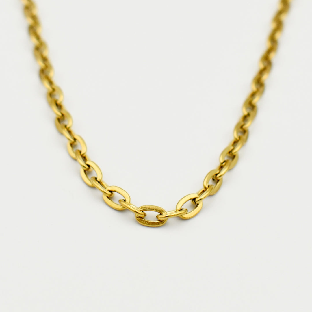 Gold Toned Paperlink Chain Choker Necklace