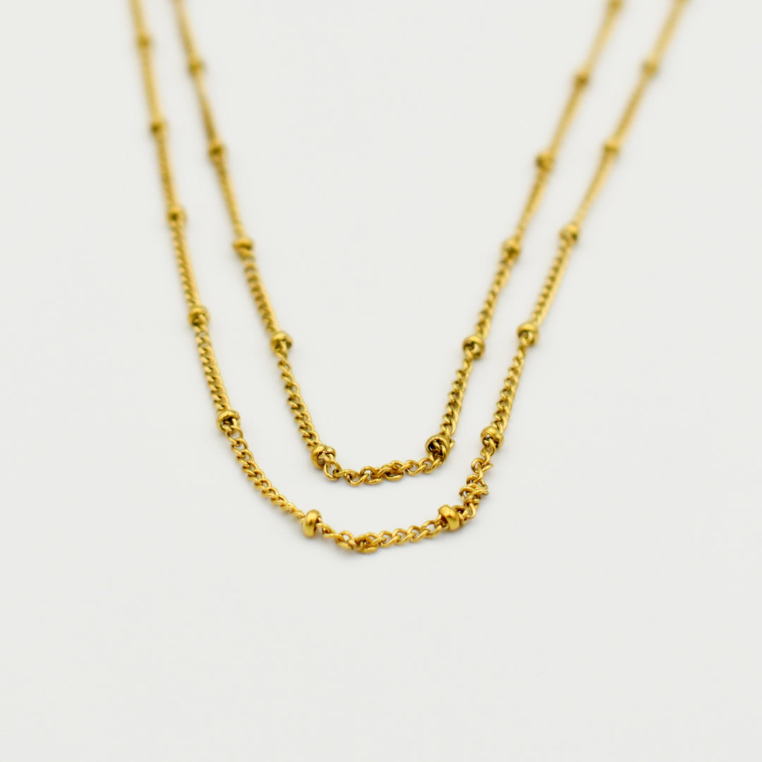 Gold Toned Bead Dainty Layered Necklace