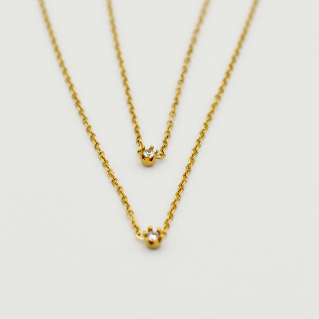 Gold Toned CZ Pendant Necklace