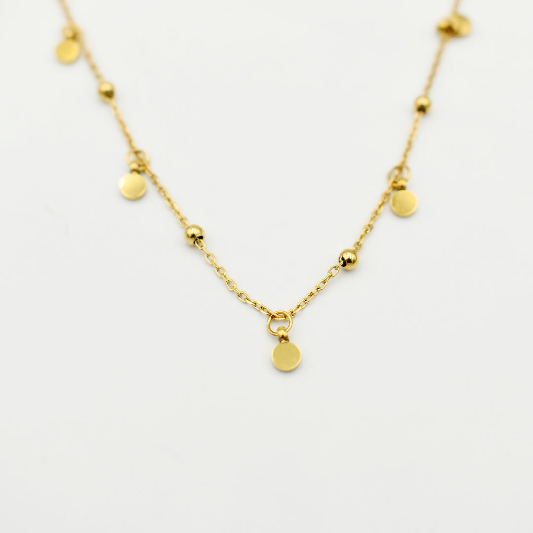Gold Toned Dot Collar Choker Necklace