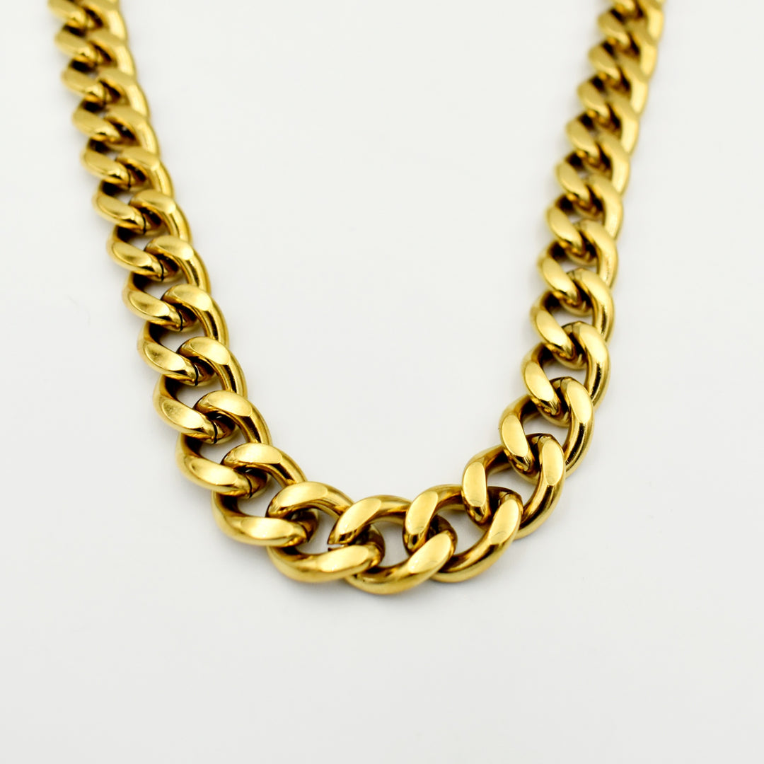 Gold Toned Chunky Cuban Chain Necklace