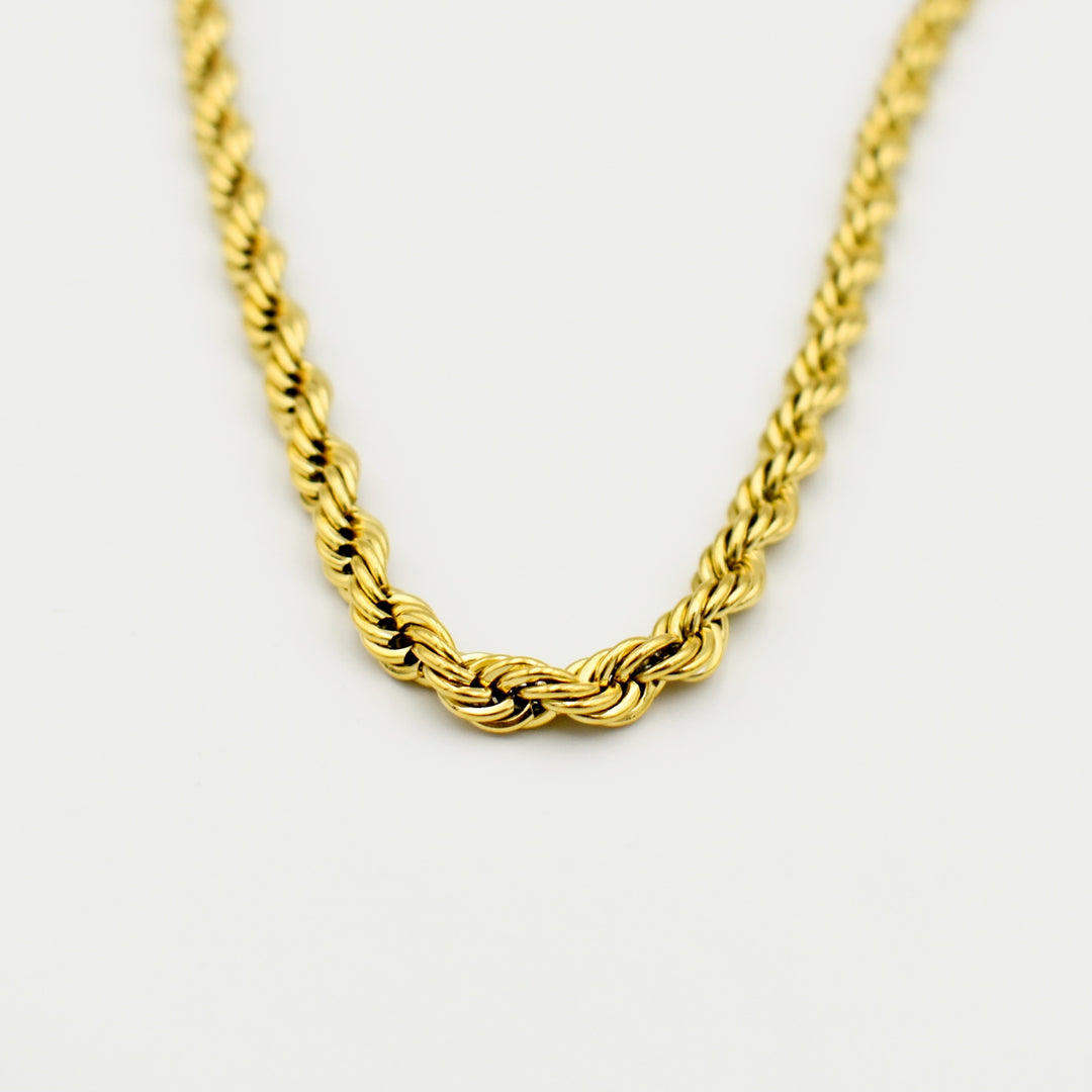 Gold Toned Chunky Rope Elegent Chain Necklace