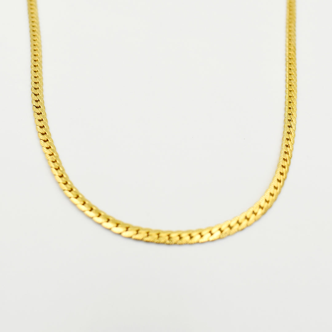 Gold Toned Herringbone Chain Necklace
