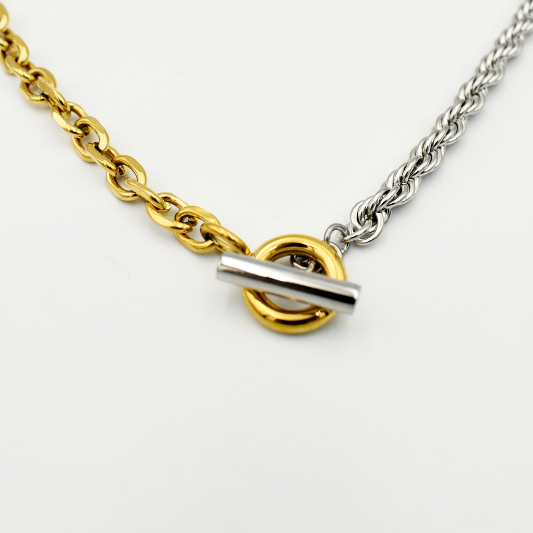 Two Tone Toggle Chunky Rope Necklace