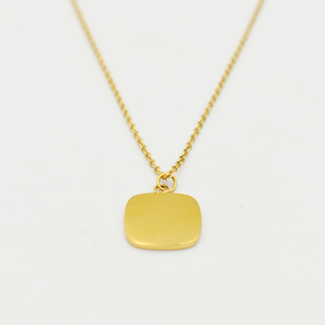 Gold Toned Plain Square Pendant Necklace