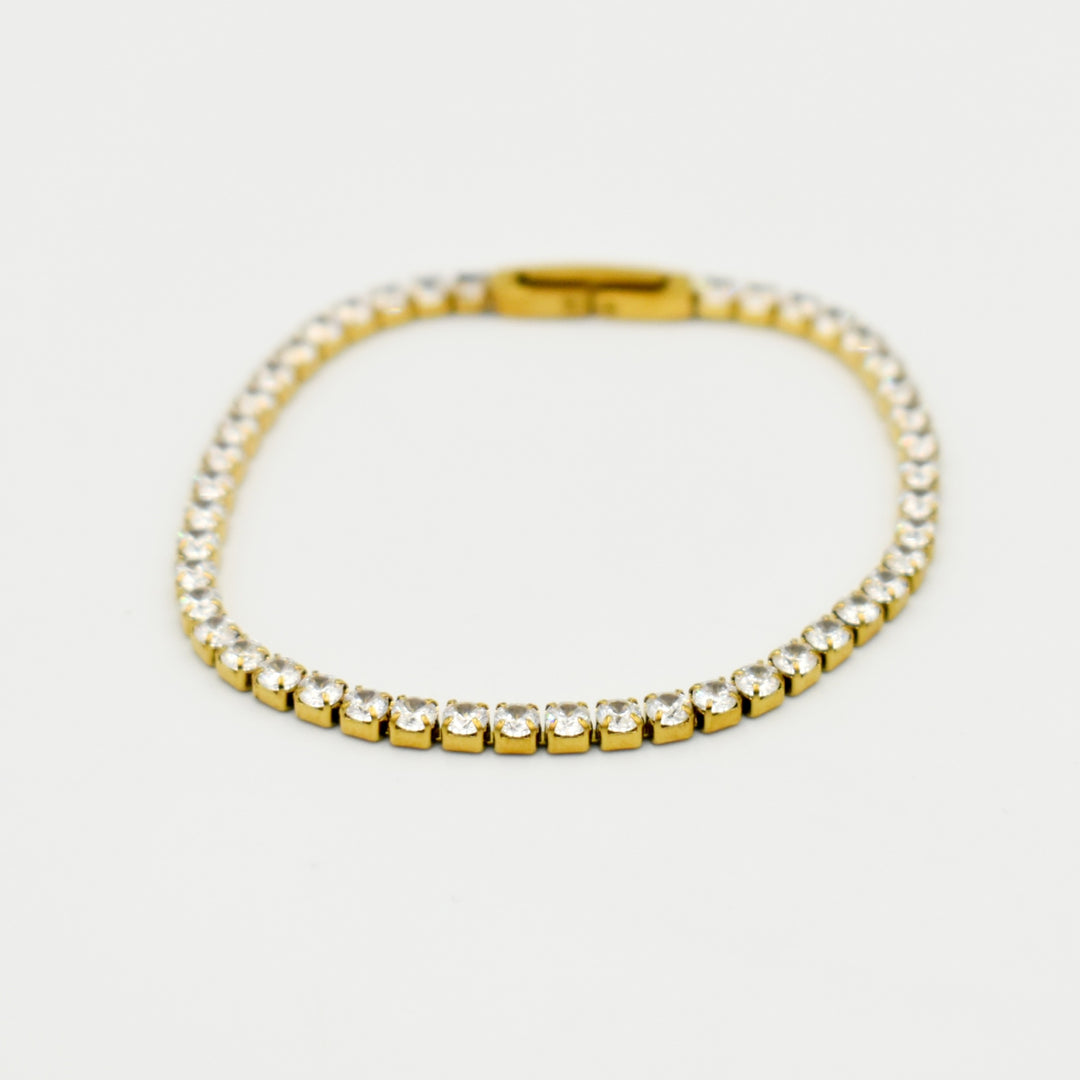 Gold Toned Zirconia Pave Tennis Bracelet