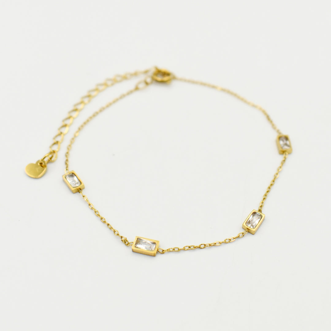 Gold Toned Water Drop Dot Square Bracelet