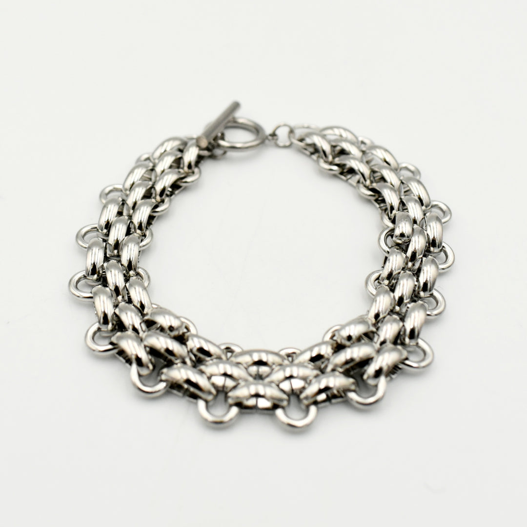 Rhodium Plated Chunky Toggle Chain Bracelet