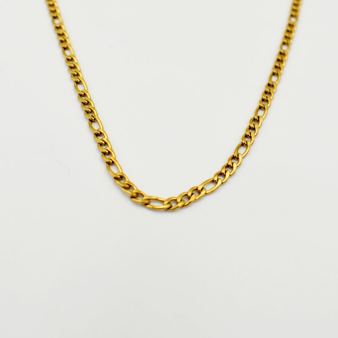 Gold Toned Figaro Dainty Necklace