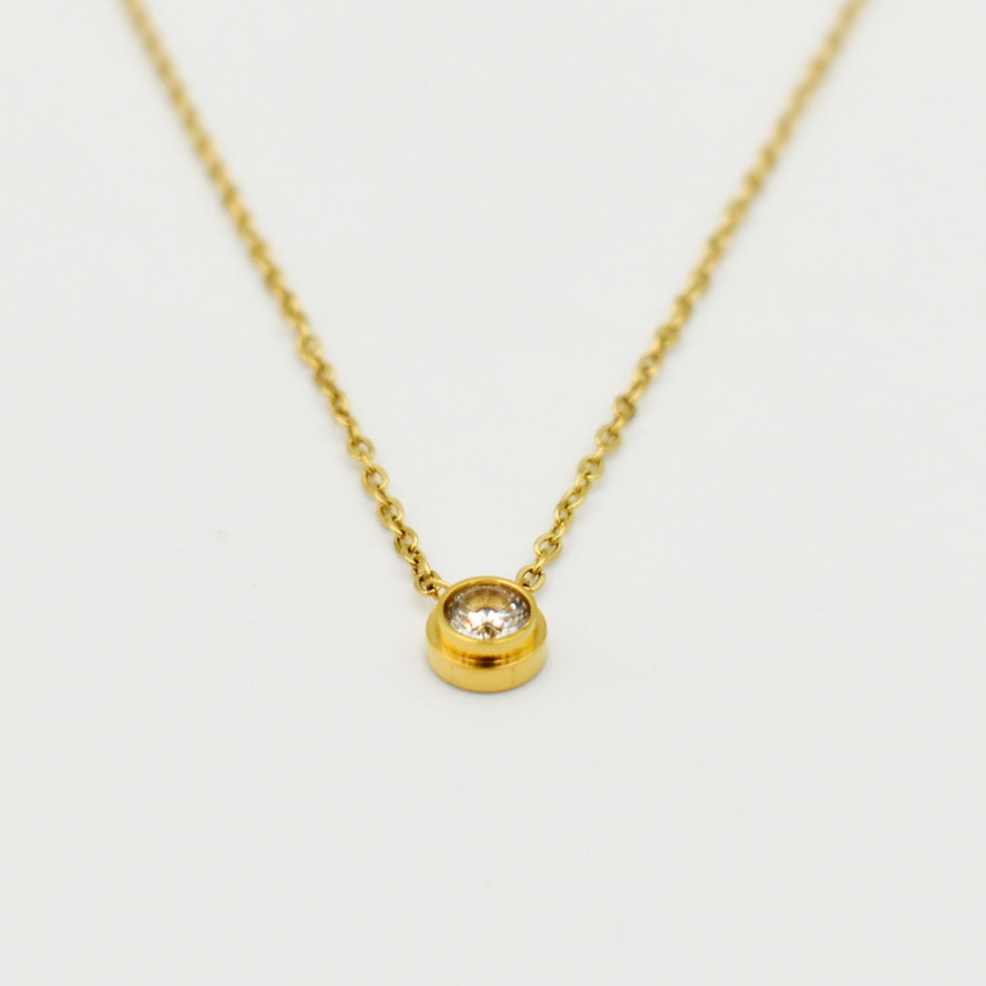Gold Toned Dainty CZ Zirconia Necklace