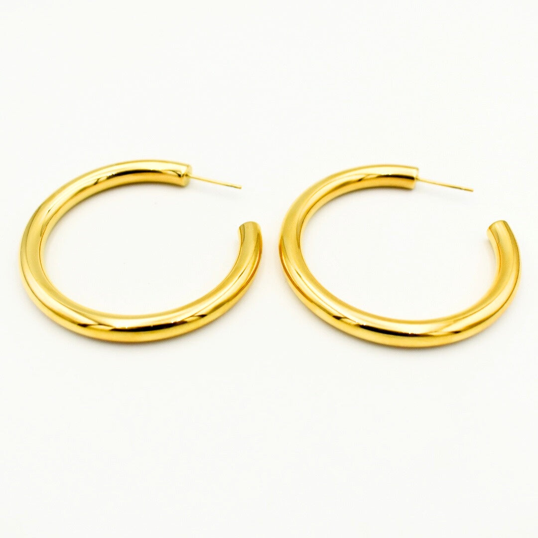 Gold Toned Hoop 45mm Earrings 11132