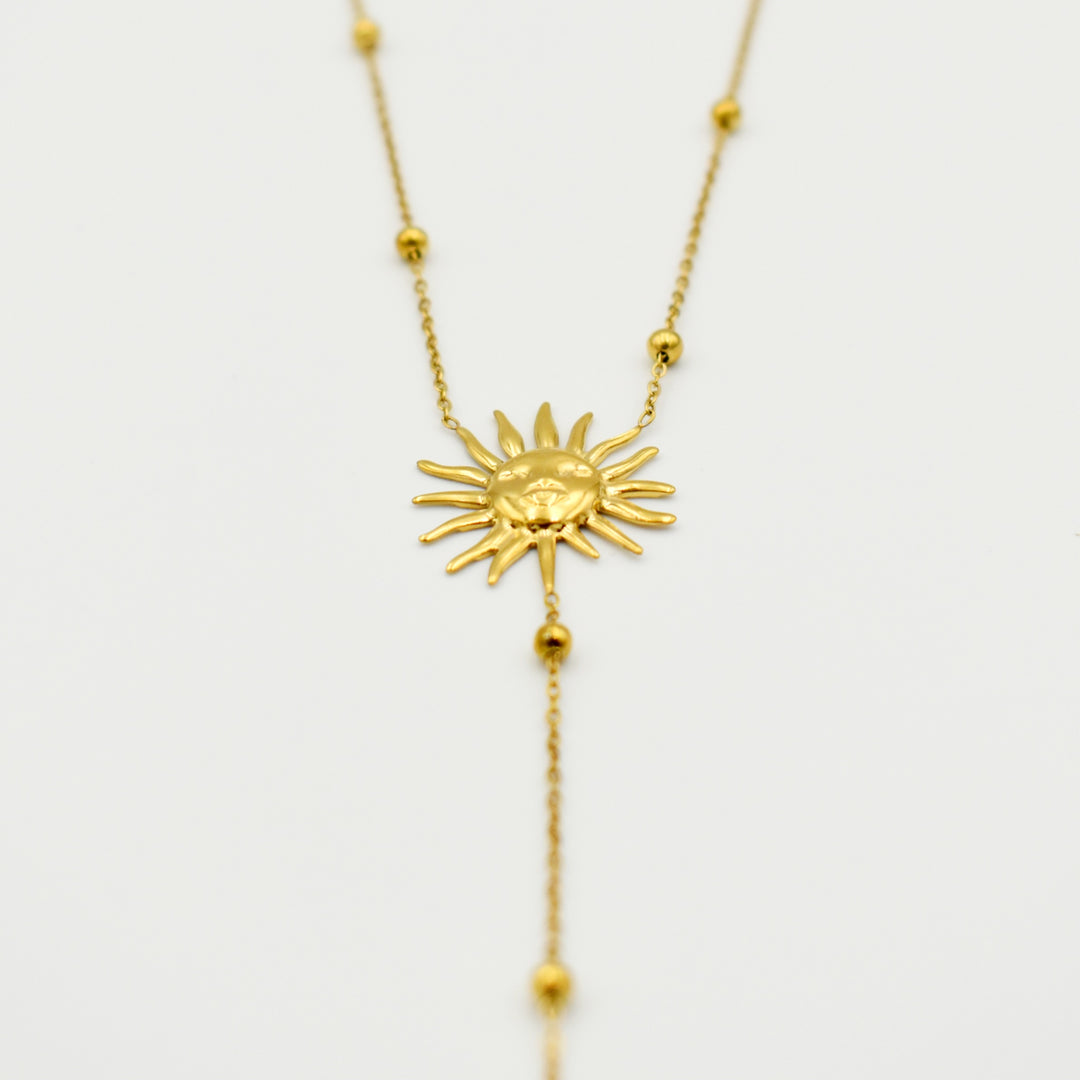 Gold Toned Sunflower Beam Dainty Necklace