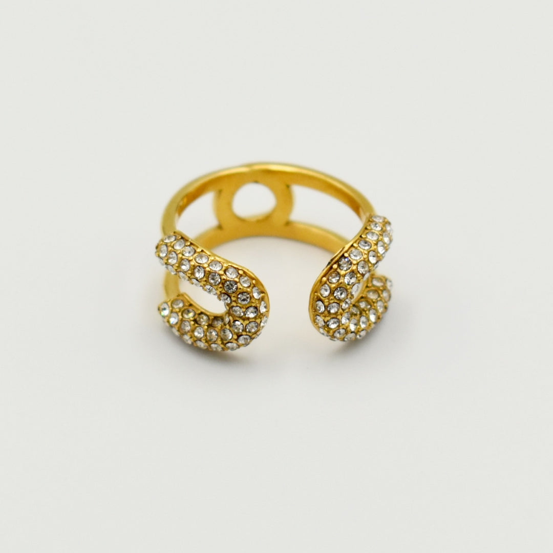 Gold Toned Diamante Adjustable Ring