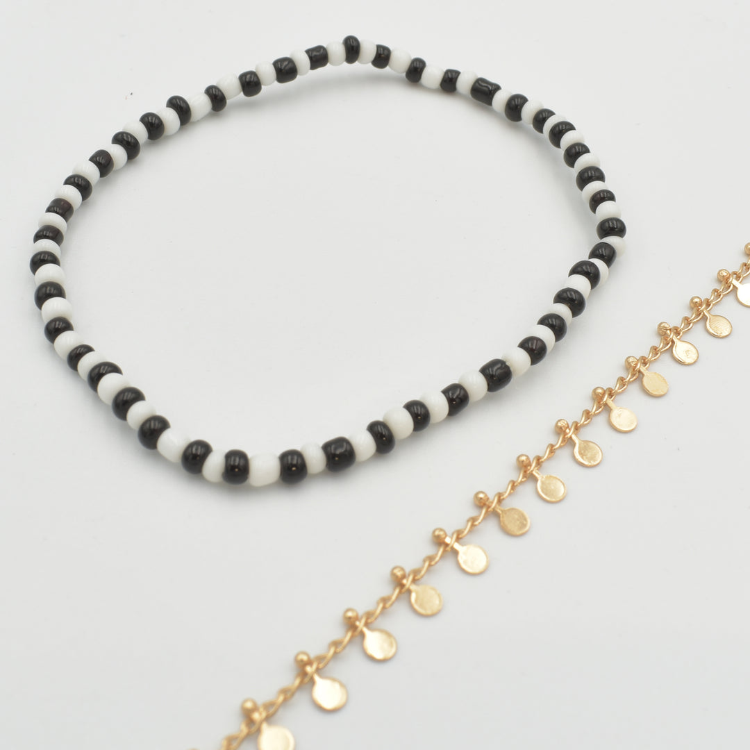 Gold Droplet Black & White Bracelet