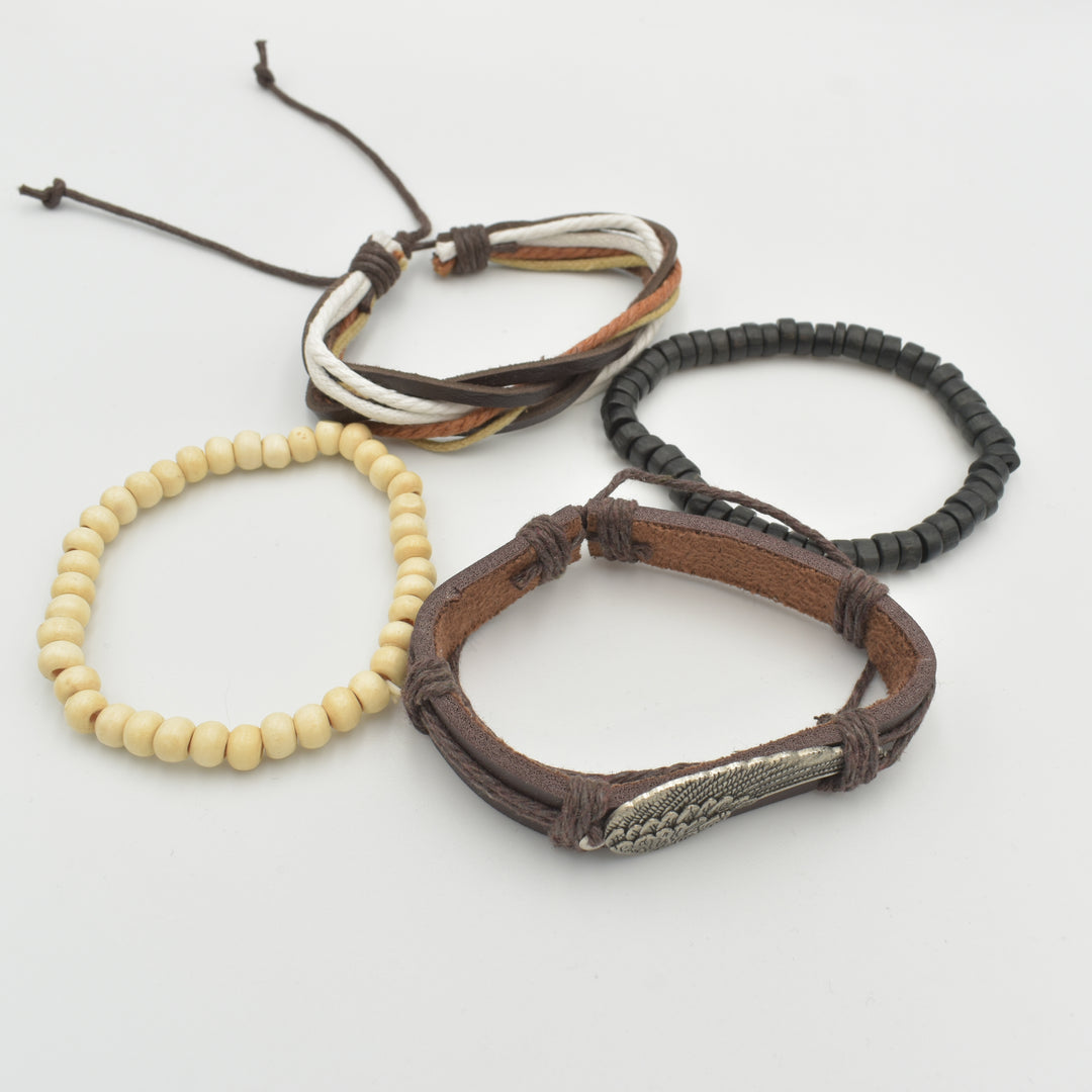 Leaf Leather 4-Pack Bracelets