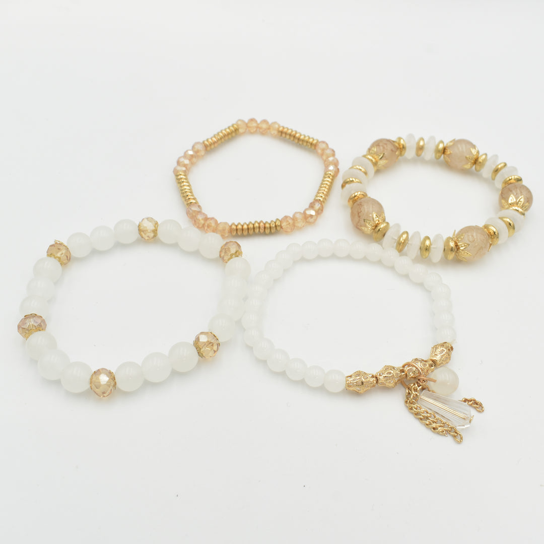 White Beaded 4-Pack Bracelets