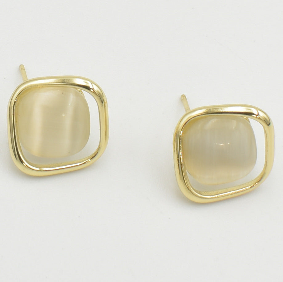 Gold Square Coated Stud Earrings