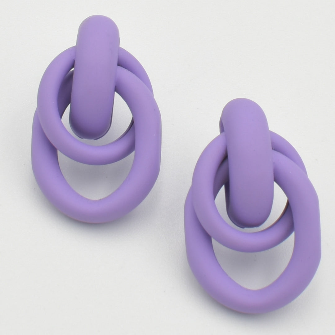 Purple Doorknocker Stud Earrings