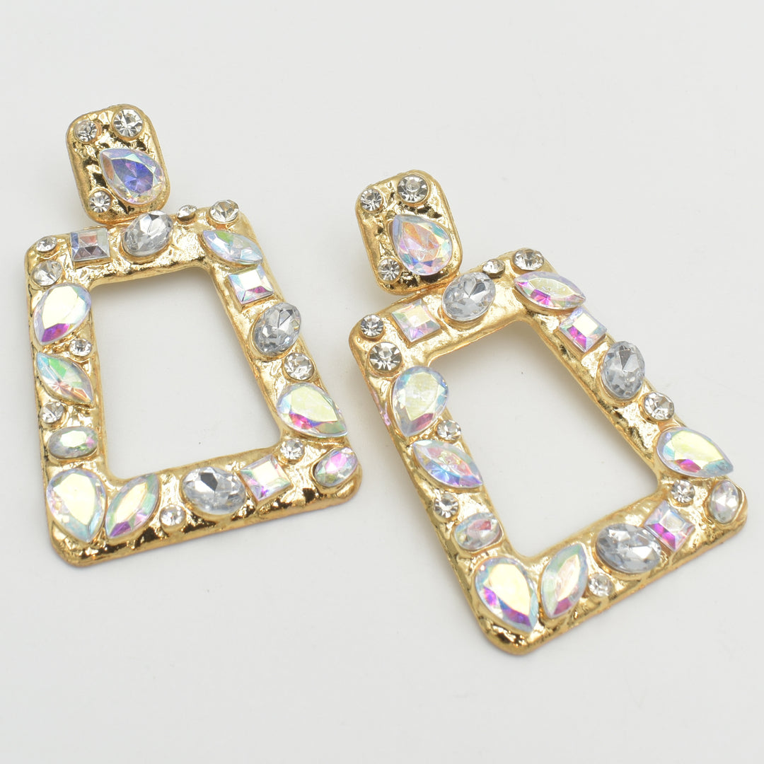 Gold Clear Cubic Drop Earrings