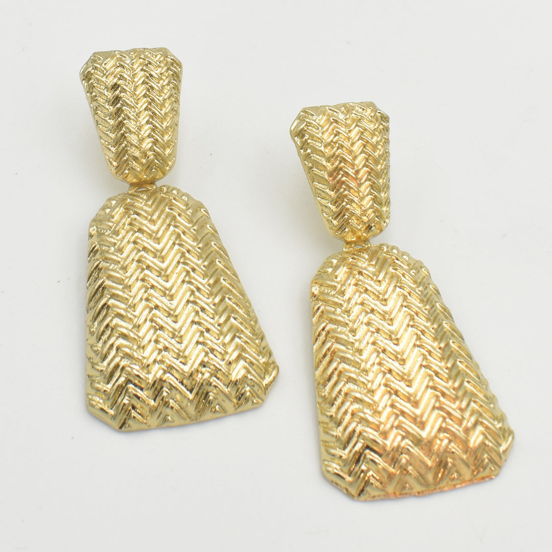Gold Dot Textured Drop Earrings