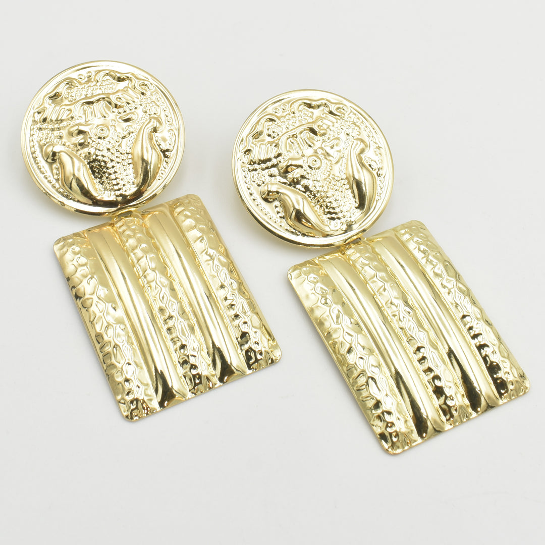 Gold Shiny Stylish Drop Earrings