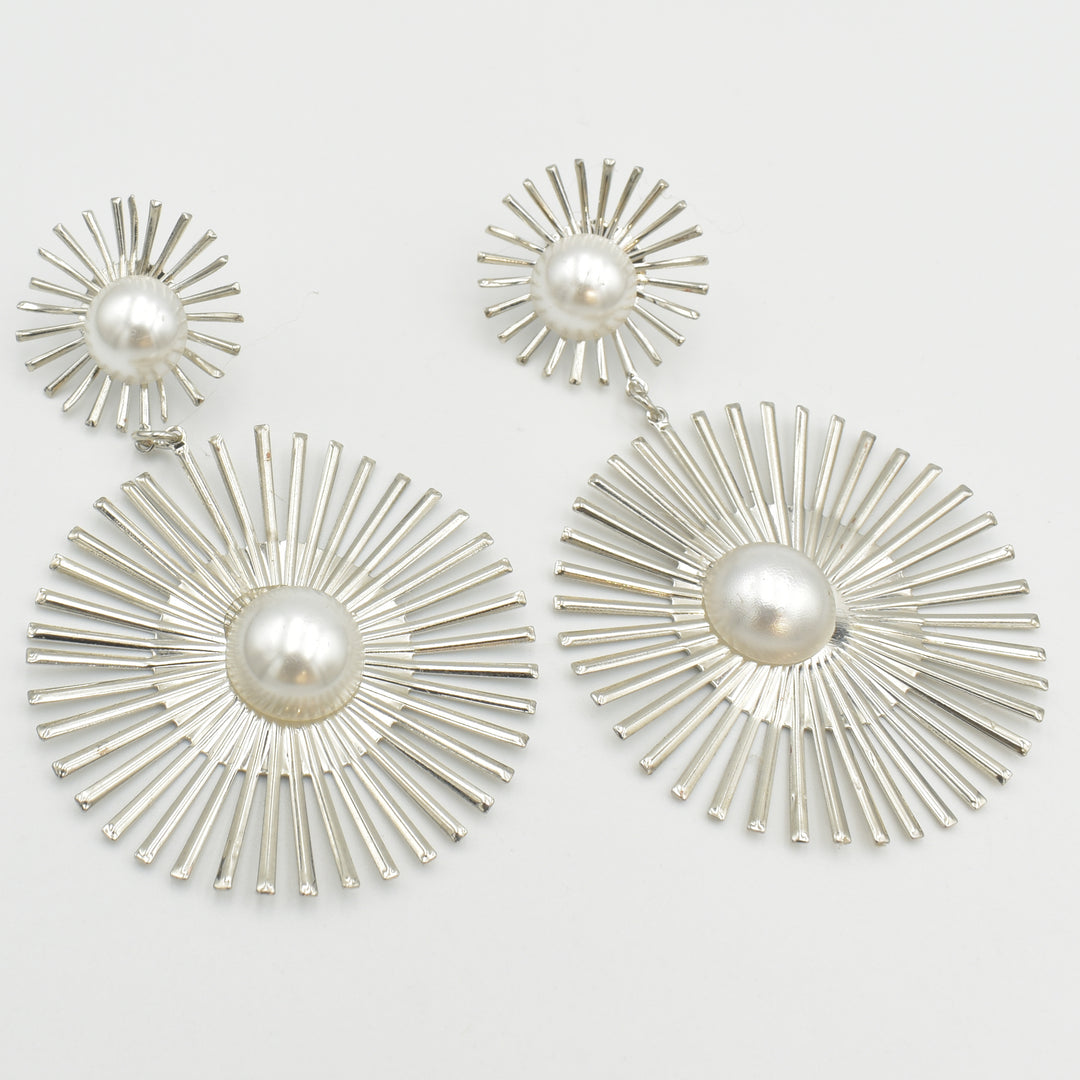 Silver Disc Drop Earrings