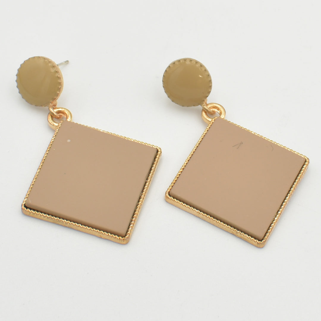 Brown Wrapped Square Drop Earrings