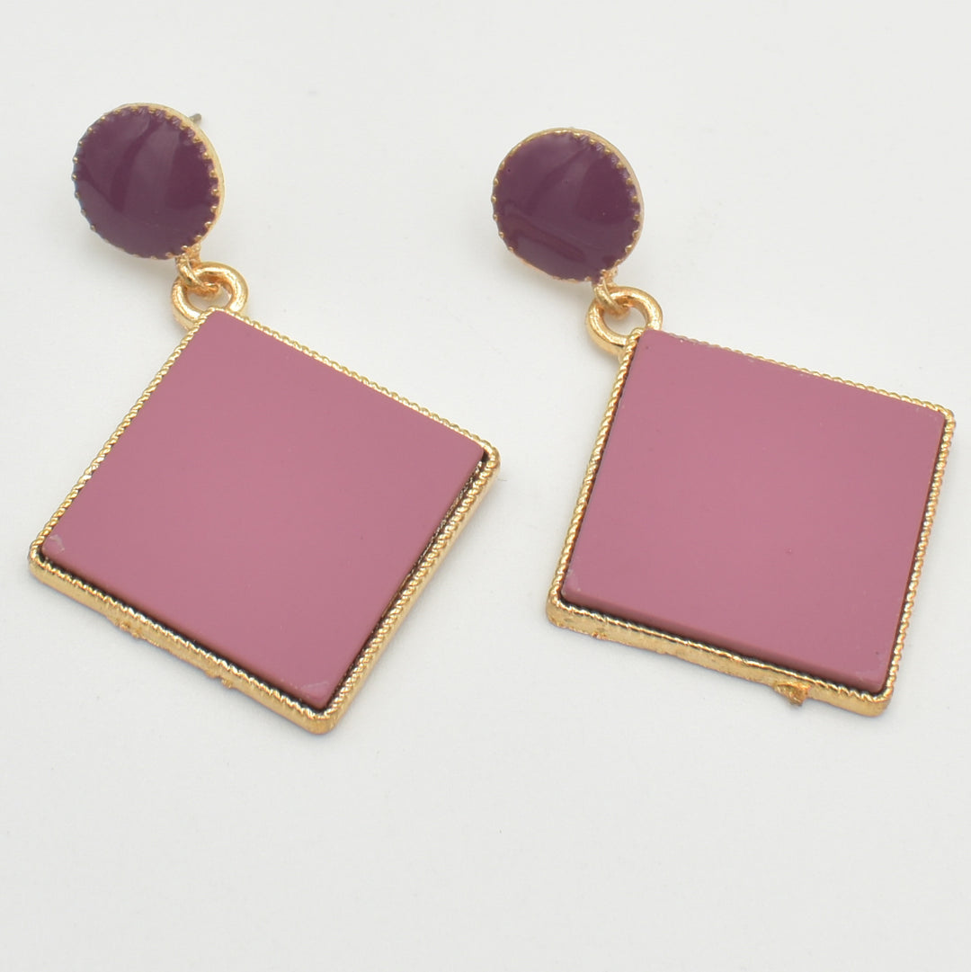 Purple Wrapped Square Drop Earrings