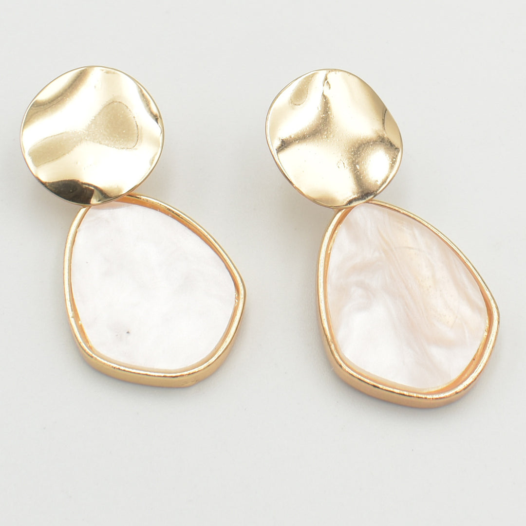 Gold White Coated Elegant Drop Earrings