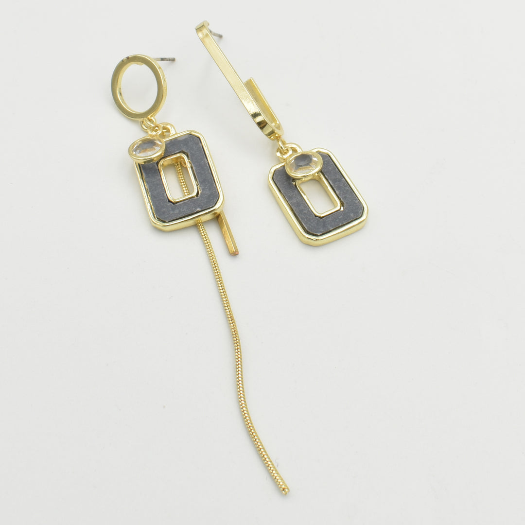 Gold Black Coated Drop Earrings