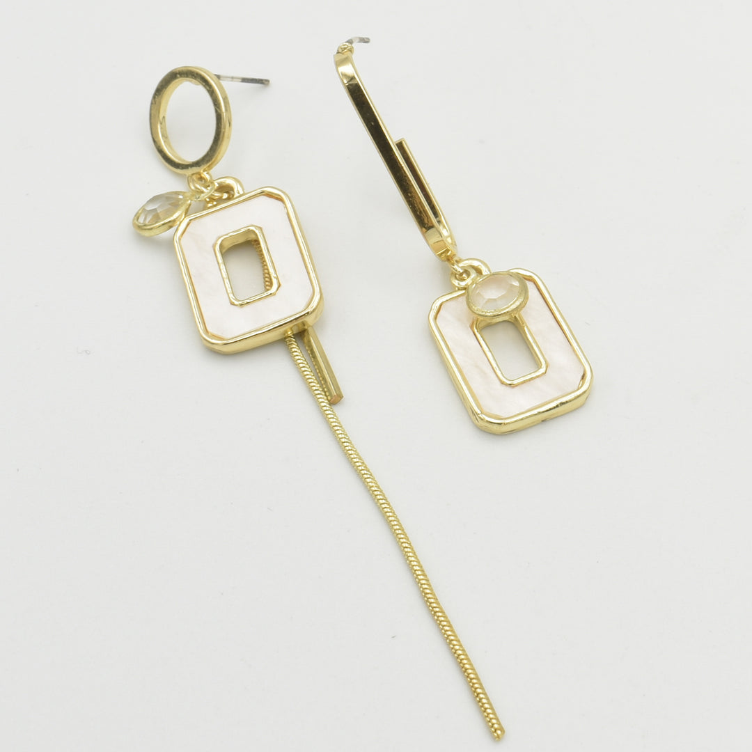 Gold White Coated Drop Earrings