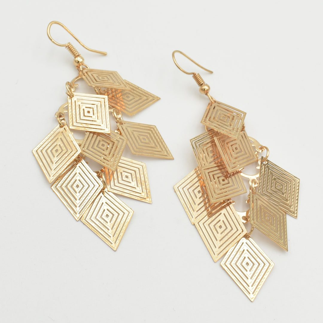 Gold Diamond Shaped Drop Earrings