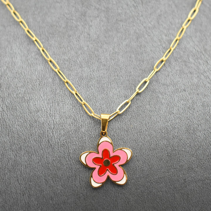 Gold Toned Flower Necklace