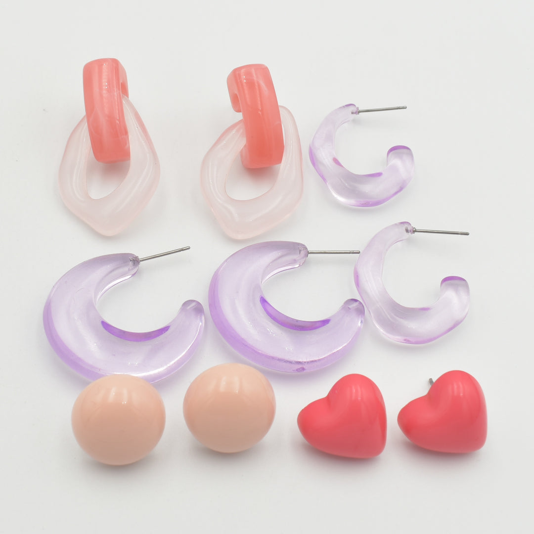 Acrylic Clear Hoop 5-Pack Earrings