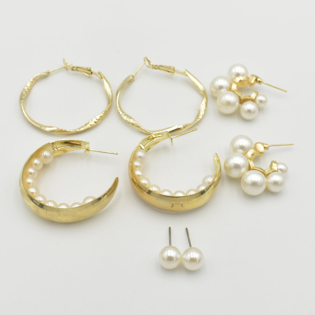 Gold Stylish Hoop 4-Pack Earrings