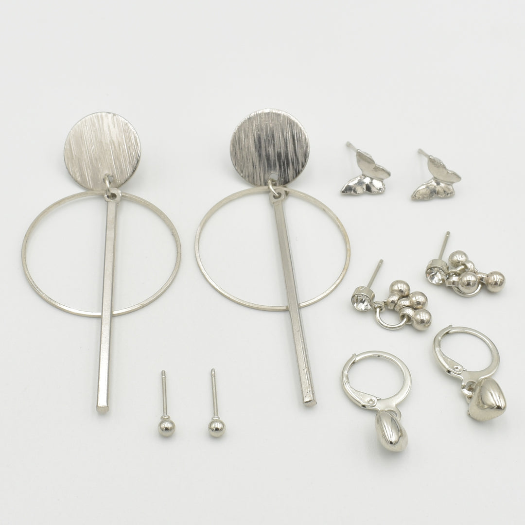 Silver Elegant Drop 5-Pack Earrings