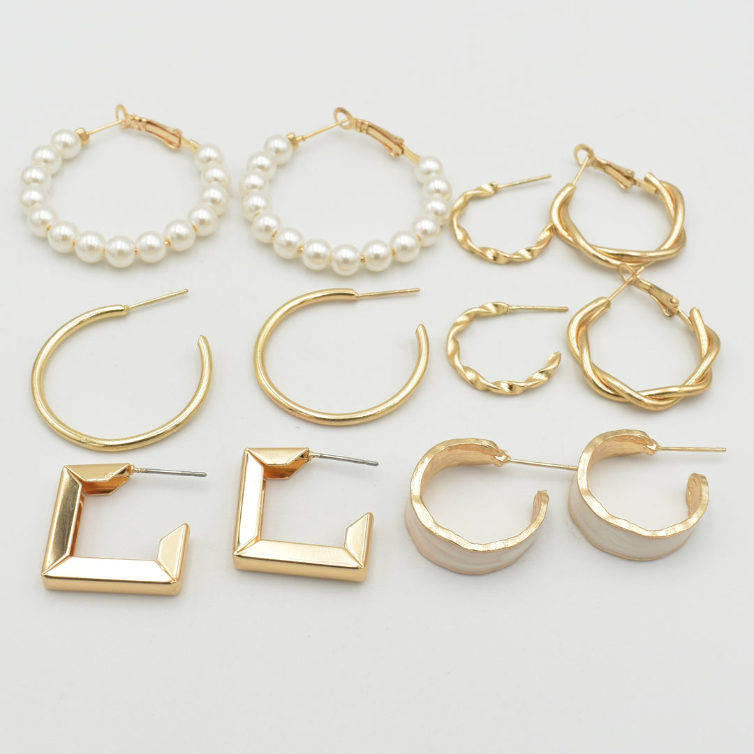 Gold Twisted Hoop 6-Pack Earrings