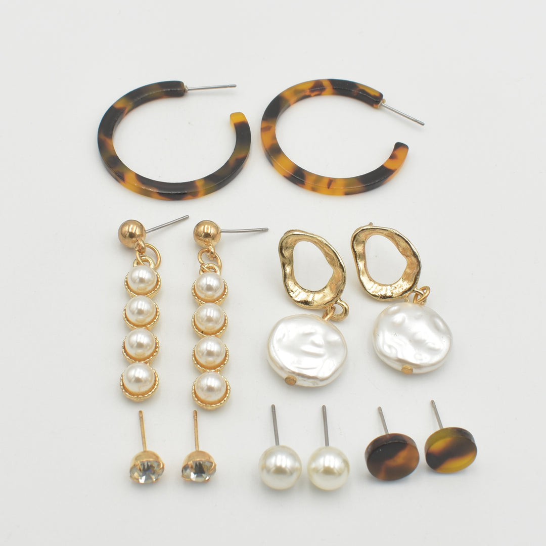 Gold Gradual Sphere Drop 6-Pack Earrings