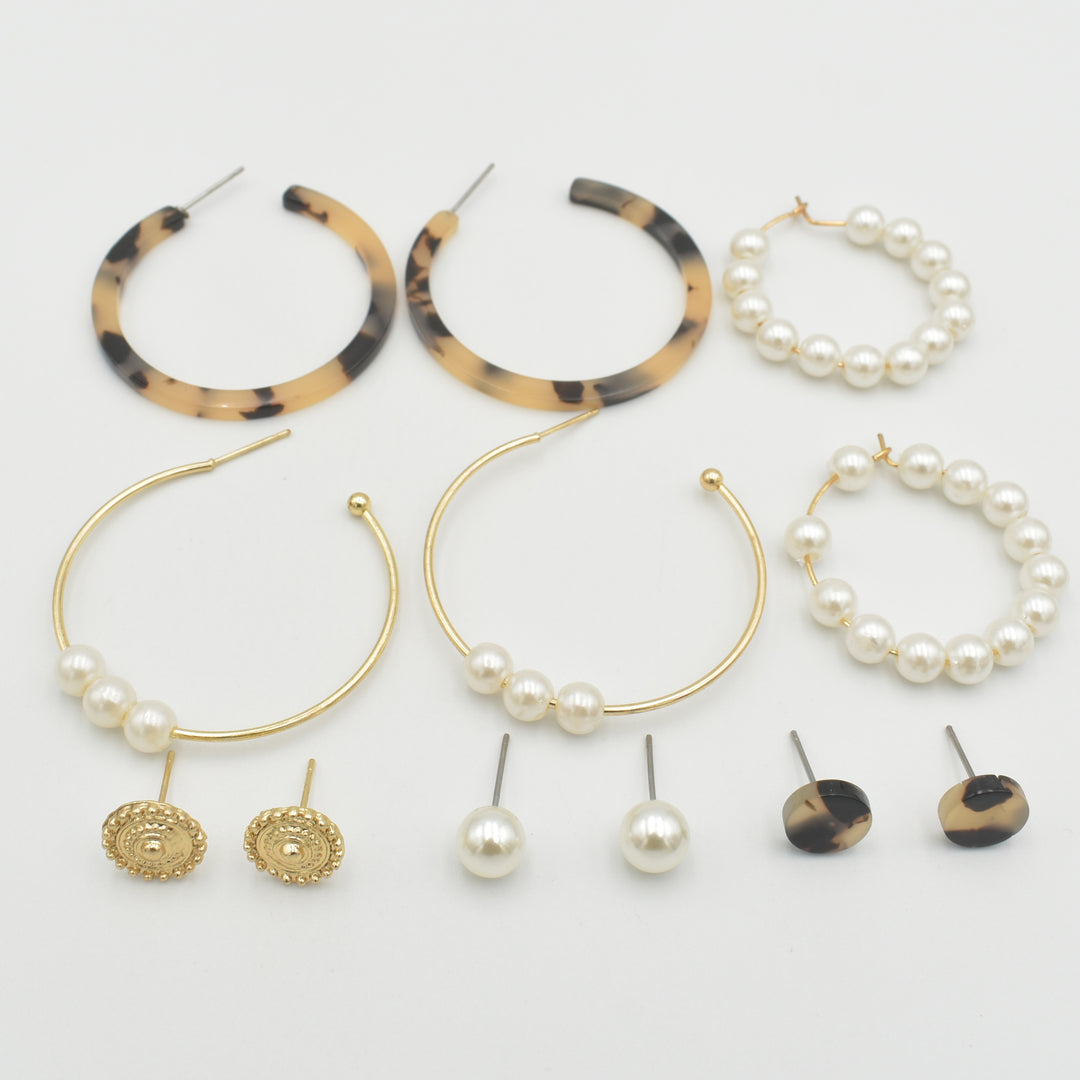 Gold Thi-Pearl Hoop 6-Pack Earrings