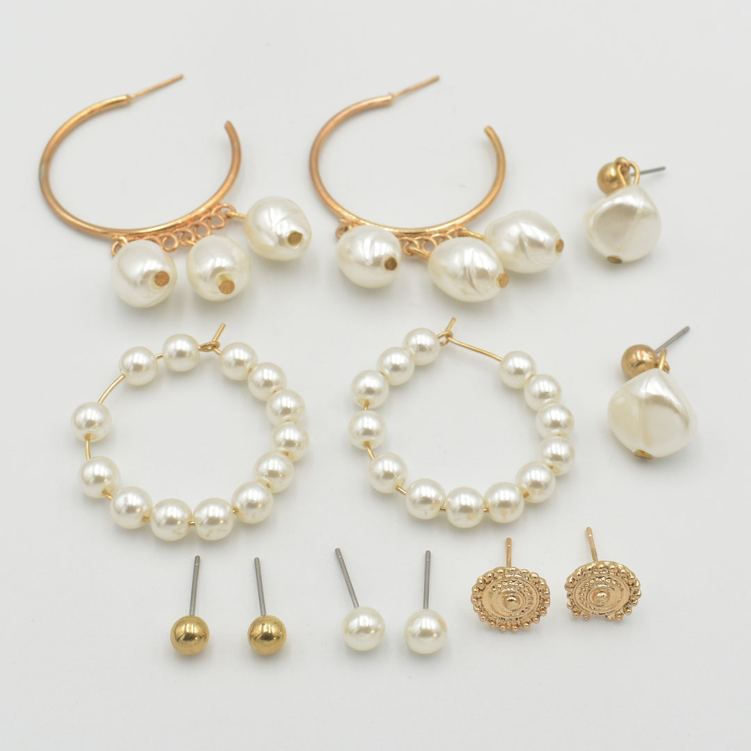 Pearl Classic Hoop 6-Pack Earrings