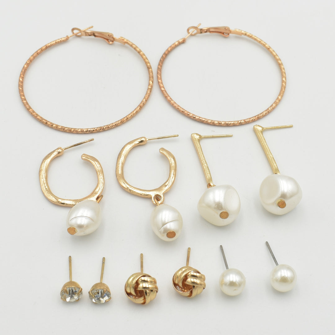 Gold Knot Straight Drop 6-Pack Earrings