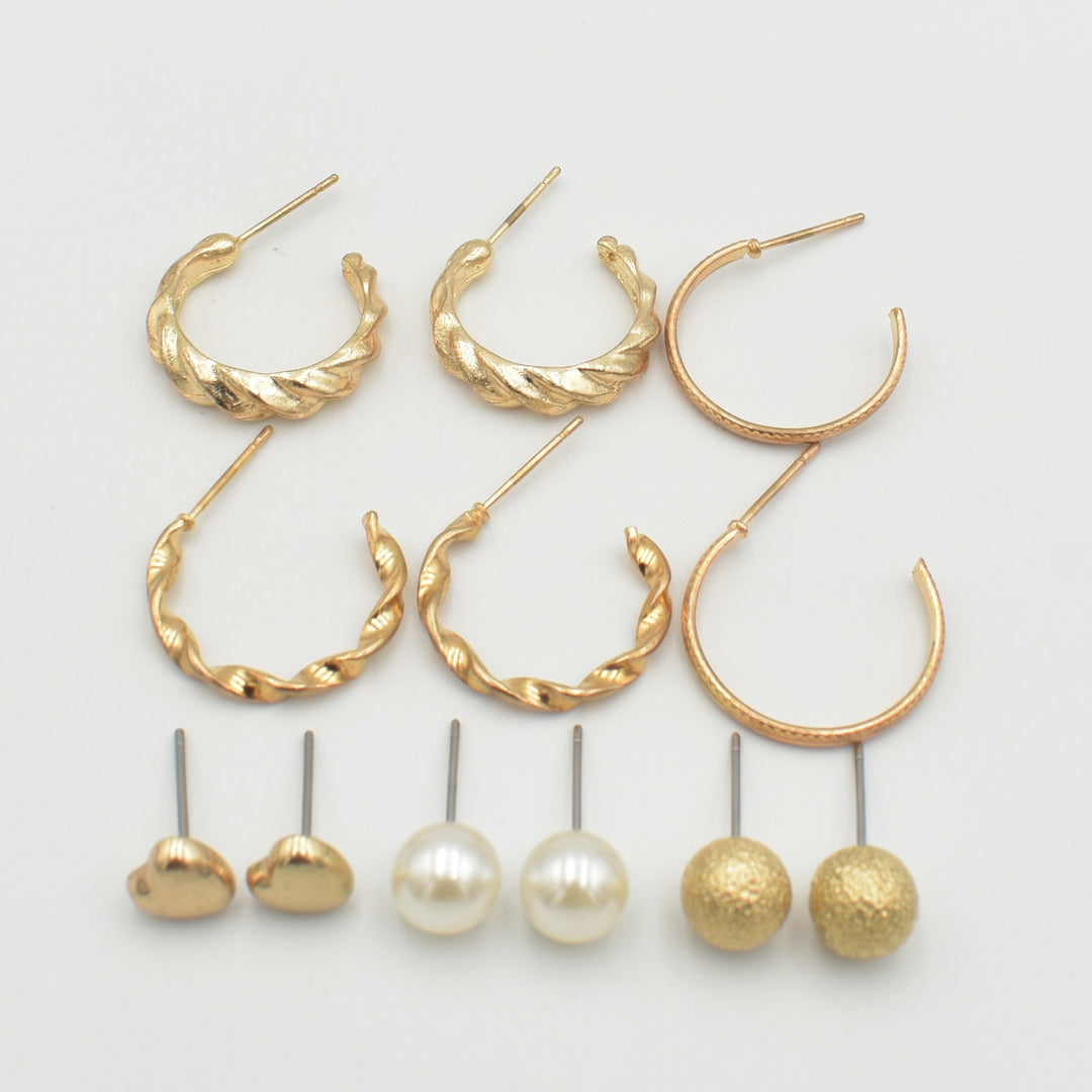 Gold Medium Hoop 6-Pack Earrings