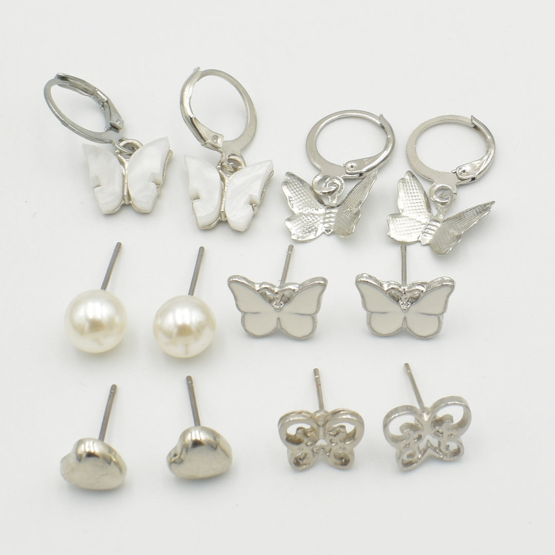 Silver Pearl 6-Pack Earrings
